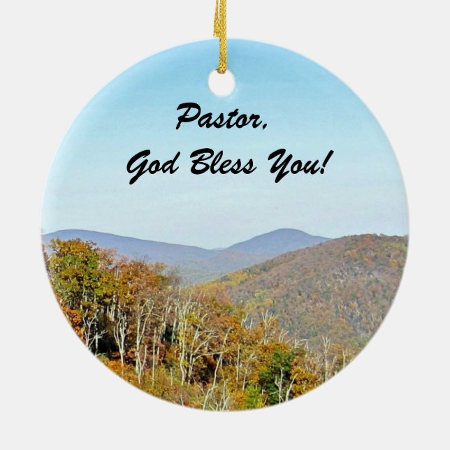 Pastor, God Bless You! Isaiah 52:7 Ceramic Ornament (Back)