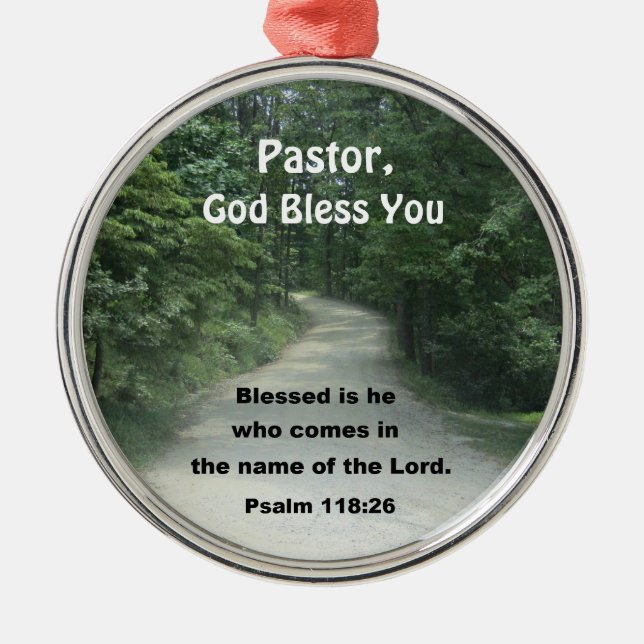 Pastor, God Bless You! Metal Ornament (Front)