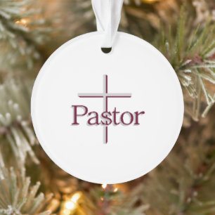 Pastor Grey Cross Ornament