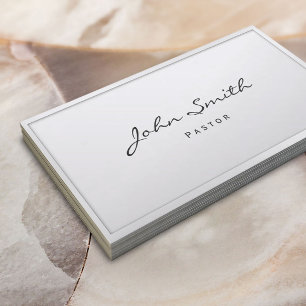 Pastor Minister Classy White Border Business Card