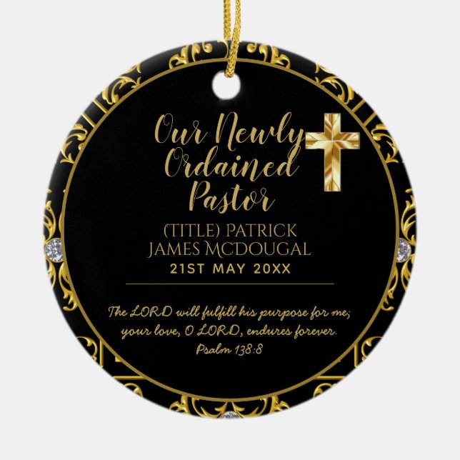 Pastor Newly Ordained Installation Gift Customised Ceramic Ornament (Front)