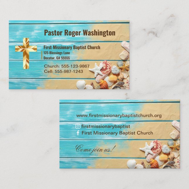 Pastor or Deacon Bible Church Business Card (Front/Back)