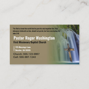 Pastor or Deacon Cross waterfall Church Business C Business Card