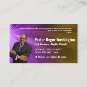 Pastor or Deacon Photo Church Business Card