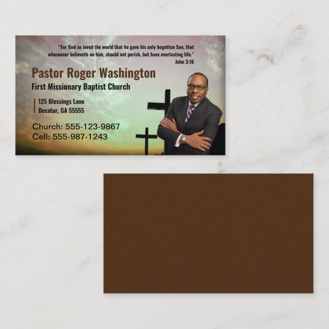 Pastor or Deacon Photo Church Business Card (Front/Back)