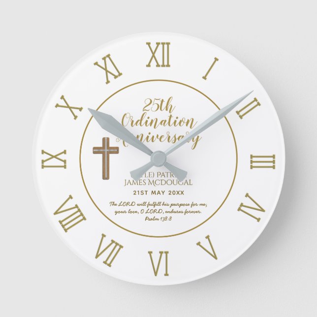 PASTOR Ordination Anniversary Bible Verse Gift Round Clock (Front)