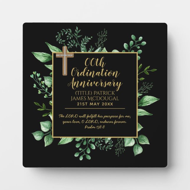 PASTOR Ordination Anniversary Verse - Personalised Plaque (Front)