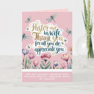 ✝️ Pastor Pastor's Wife Appreciation Anniversary   Thank You Card