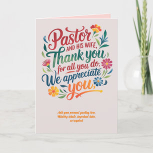 ✝️ Pastor Pastor's Wife Appreciation Anniversary   Thank You Card