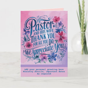 ✝️ Pastor Pastor's Wife Appreciation Anniversary   Thank You Card