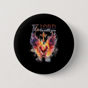 Pastor - Praying Hands Before Sacred Heart  6 Cm Round Badge