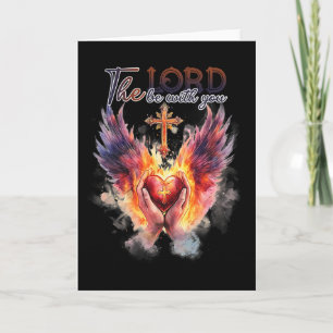 Pastor - Praying Hands Before Sacred Heart Card