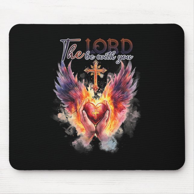Pastor - Praying Hands Before Sacred Heart  Mouse Pad (Front)