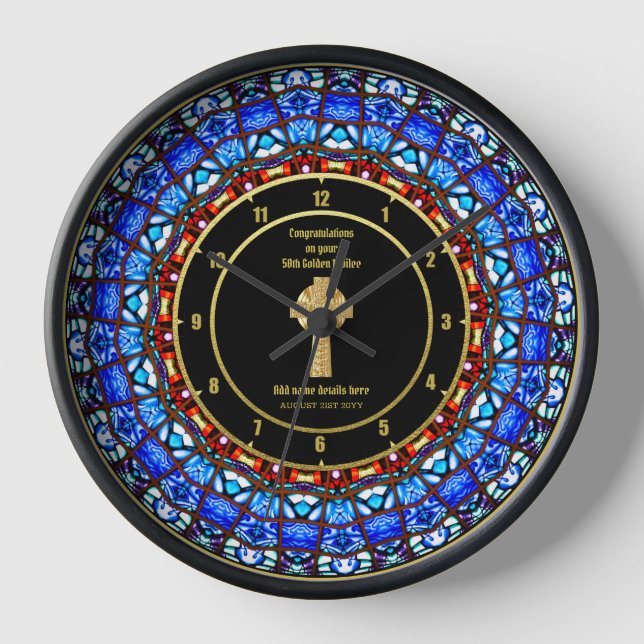Pastor Priest Ordination Anniversary Stained Glass Clock (Front)