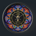 Pastor Priest Ordination Anniversary Stained Glass Clock<br><div class="desc">There are clocks in all colours with a variety of designs including the beautiful stained glass versions. If you want to add your Church's own stained glass window photo, let me know in messages and I can assist you! in this collection and you can change the background colour as needed....</div>