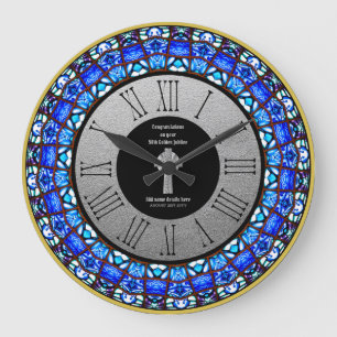 Pastor Priest Ordination Anniversary Stained Glass Large Clock