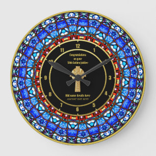 Pastor Priest Ordination Anniversary Stained Glass Large Clock