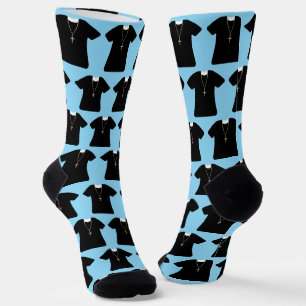 Pastor, Priest, Vicar and Clergy Blue Patterned Socks