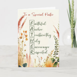 Pastor Religious Father's Day Acrostic Words Card