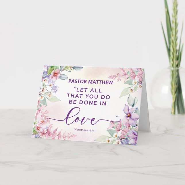 Pastor Religious Valentine's Day Love Scripture Card (Front)