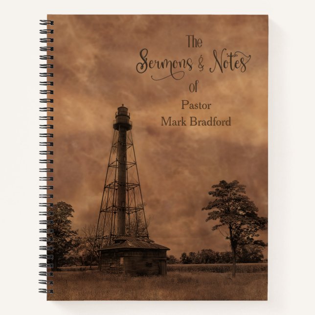Pastor Sermons and Notes Old Lighthouse Hardcover Notebook (Front)