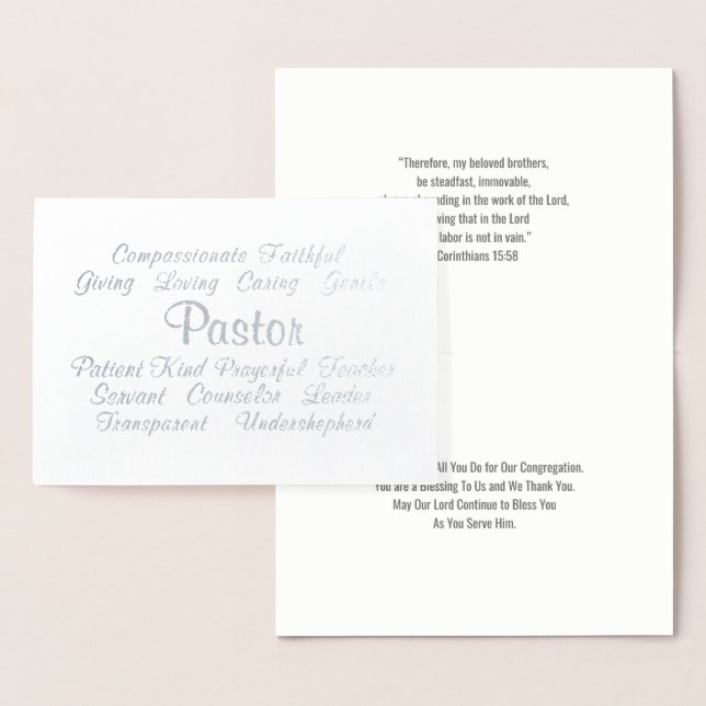 Pastor Thank You Foil Card (Display)