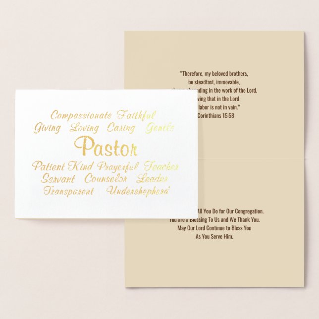 Pastor Thank You Foil Card (Display)