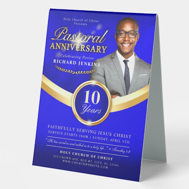 Pastoral Anniversary Blue & Gold Church Event (Front)