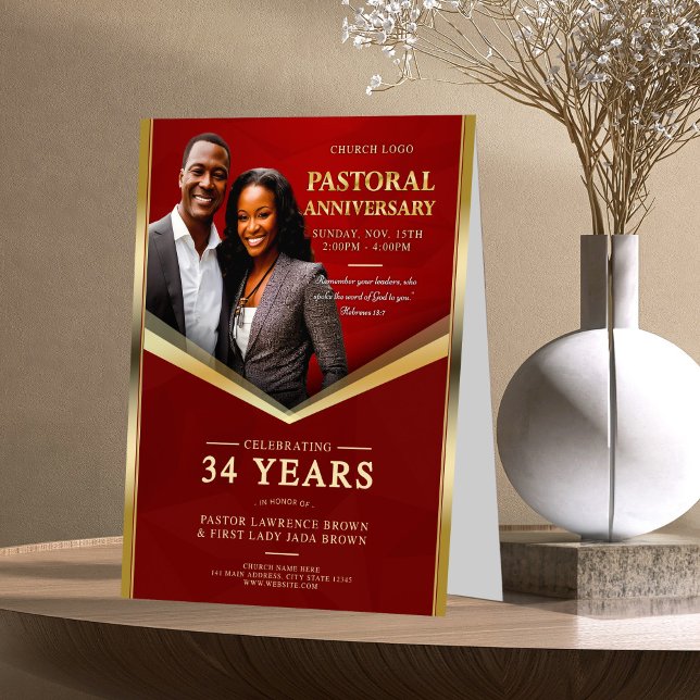 Pastoral Anniversary Red & Gold Frame Church  (Creator Uploaded)