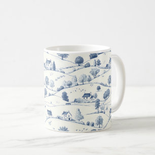 Pastoral Blue Toile Landscape Classic French Coffee Mug