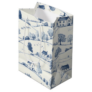 Pastoral Blue Toile Landscape Classic French Medium Gift Bag