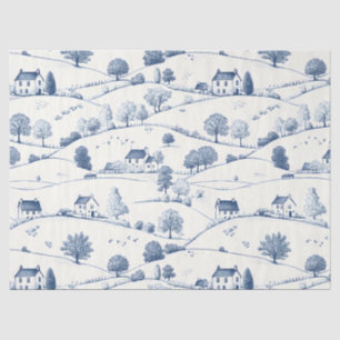 Pastoral Blue Toile Landscape Classic French Tissue Paper
