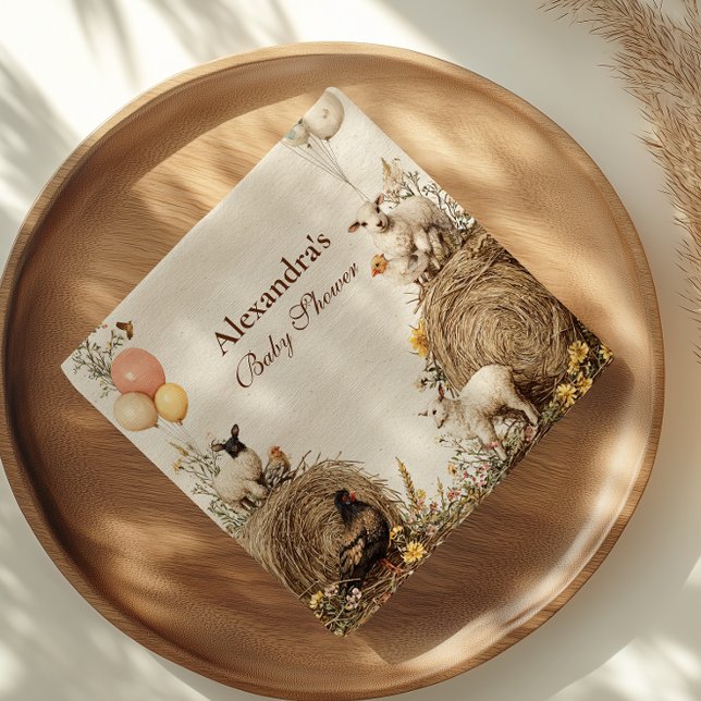 Pastoral Countryside Barn Baby Shower Napkin (Creator Uploaded)