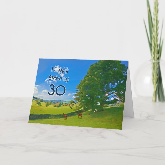 Pastoral landscape painting 30th Birthday card (Front)