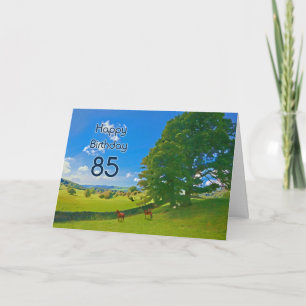 Pastoral landscape painting 85th Birthday card