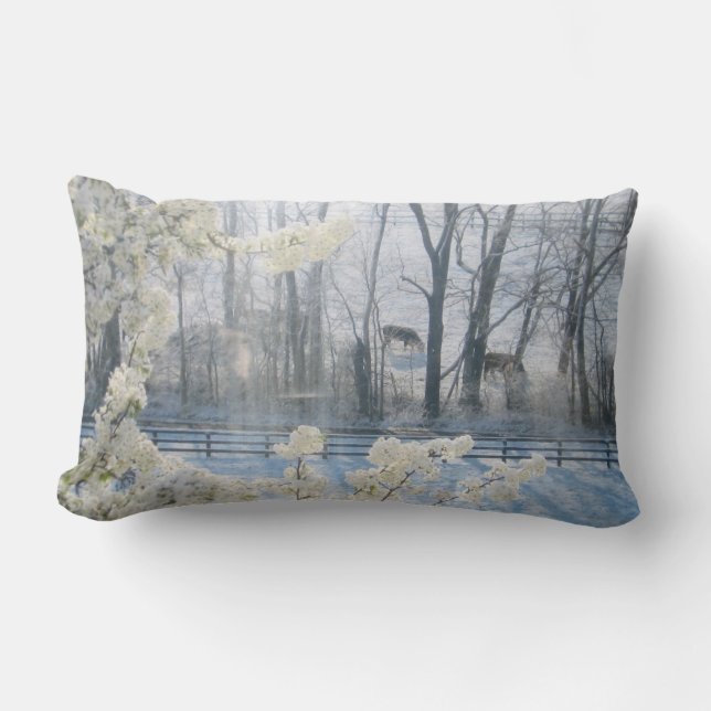 Pastoral Nature Scenery in Winter Lumbar Cushion (Front)