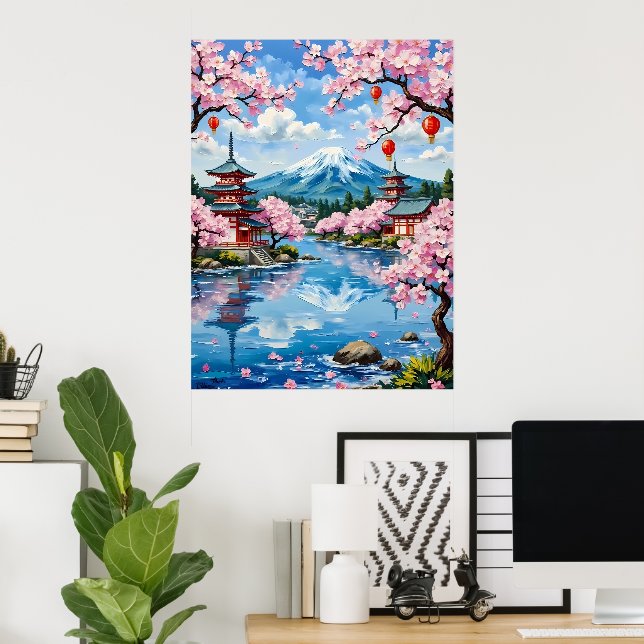Pastoral Pagoda Scene Poster (Home Office)