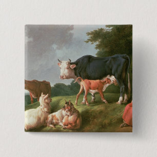 Pastoral Scene 15 Cm Square Badge