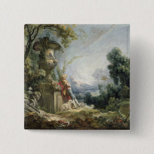Pastoral Scene, or Young Shepherd in a Landscape 15 Cm Square Badge