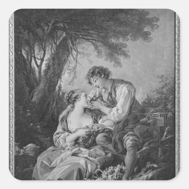 Pastoral scene square sticker (Front)