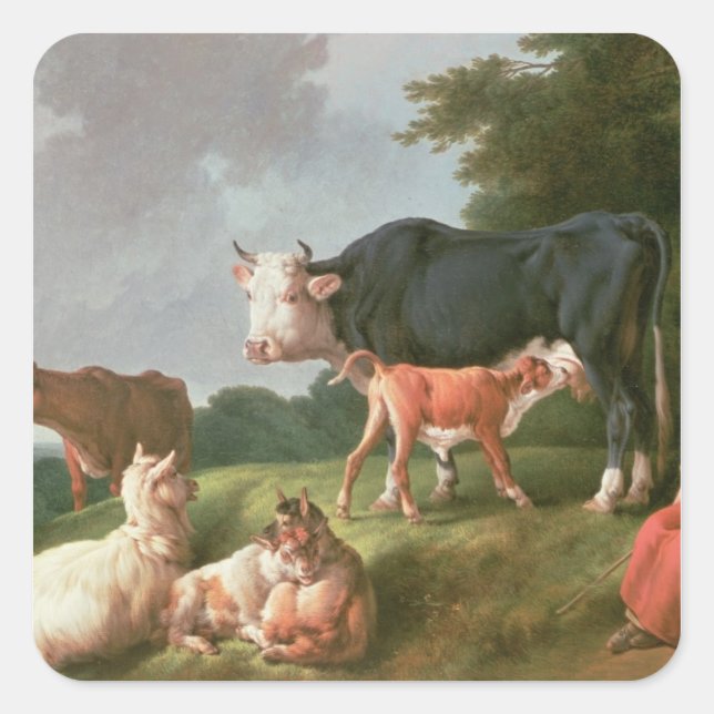 Pastoral Scene Square Sticker (Front)