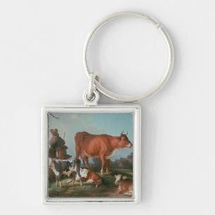 Pastoral scene with a cowherd key ring