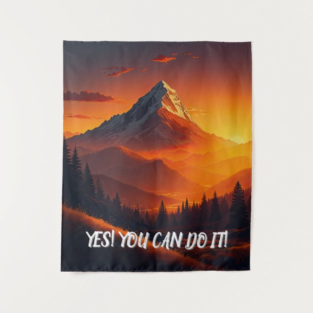 Pastoral Sunset Mountain Landscape Tapestry (Front)