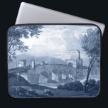 Pastoral Toile - Bridge Laptop Sleeve<br><div class="desc">Pastoral Toile III by Claude Lorrain. Features a bridge and pastures done in beautiful inky blue hues.</div>