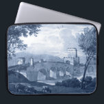 Pastoral Toile - Bridge Laptop Sleeve<br><div class="desc">Pastoral Toile III by Claude Lorrain. Features a bridge and pastures done in beautiful inky blue hues.</div>