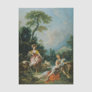 Pastoral with a Bagpipe Player by Francis Boucher Tissue Paper