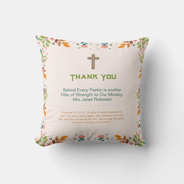 ✝️ Pastor's Wife Wives Appreciation Gift Thank You Cushion (Front)