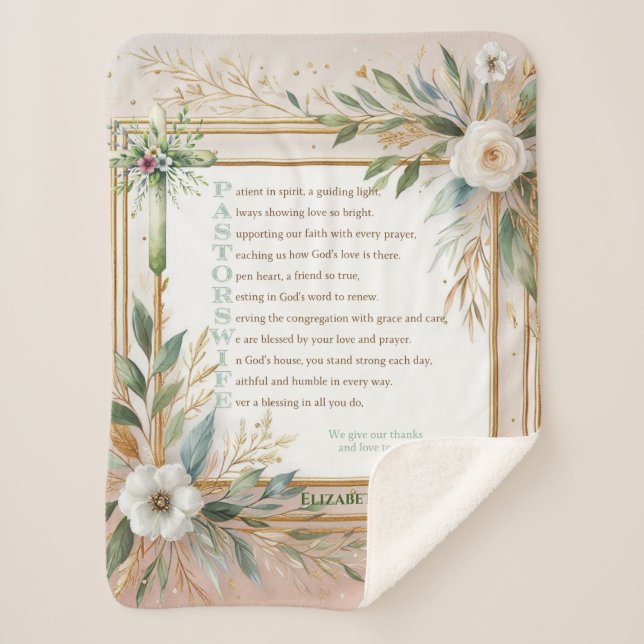 ✝️ Pastor's Wife Wives Appreciation Gift Thank You Sherpa Blanket (Front)