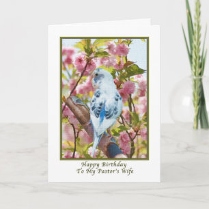 Pastor's Wife's Birthday Card with Blue Parrot
