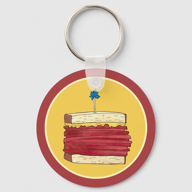 Pastrami on Rye NYC Kosher Jewish Deli Sandwich  Key Ring (Front)